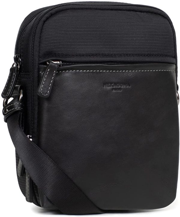 Hexagona Paris - Sacoche - pour Homme - Collection Travel - Noir - en Nylon - 1 bandoulière réglable - Porte-Documents - Serviette - Sacoche - Besace - Sac à Main bandoulière – Image 5