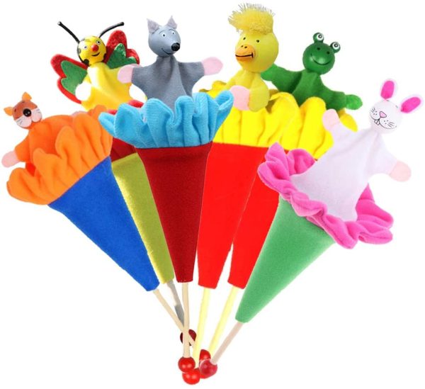 EQLEF Marionnettes à Mains, Cache-Cache Jouet rétractable Petit Jouet en Peluche Animal marionnette Jouet interactif Jouet pour Enfants fête d'anniversaire - 6 Pcs – Image 4