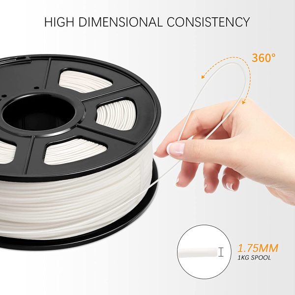 Filament ABS 1.75mm Blanc, Filament 3D JAYO Imprimante 1KG 1 bobine, tolérance +/- 0.02mm – Image 5