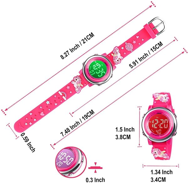 HIMTOR Montre Enfant Fille Garcon, Montre d'enfants de Dessin Animé 3D avec Bracelet en Silicone, Montre Bracelet Éducative Résistant à l'eau Enfant pour 3-12 Ans – Image 4