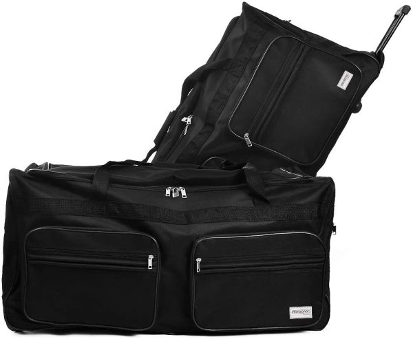 Deuba Sac De Voyage XXL Noir à roulettes Trolley 160L Sac de Sport poignée télescopique 3 Roues – Image 6