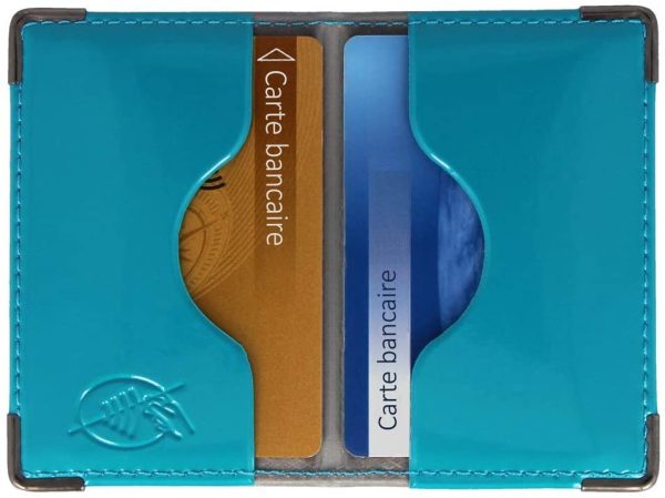 Etui 2 cartes bancaires blindé (anti-RFID) (Bleu Canard)