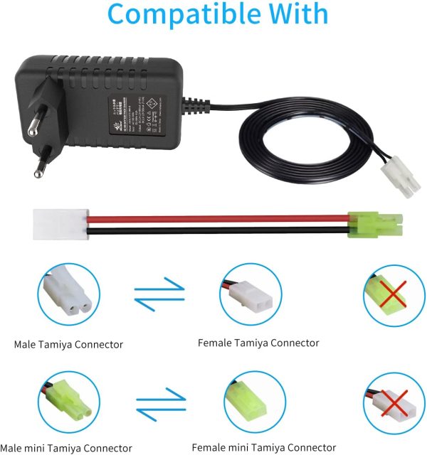 MELASTA Intelligent 7.2V 8.4V 9.6V NIMH Chargeur de Batterie pour 2-10S Batterie Airsoft Batterie de Voiture RC Compatible with connecteur Tamiya et Mini Tamiya – Image 5