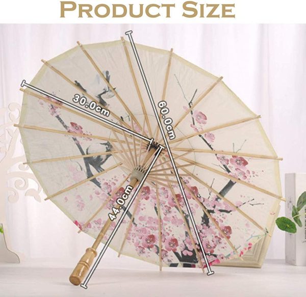 Femme Ombrelle Chinoise Fait à La Main en Tissu Rameng Parapluie Danse Parasol Cosplay Decoratif Accessoires – Image 3