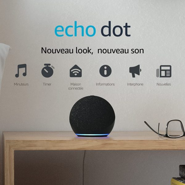 Echo Dot (4e génération), Enceinte connectée avec Alexa, Anthracite