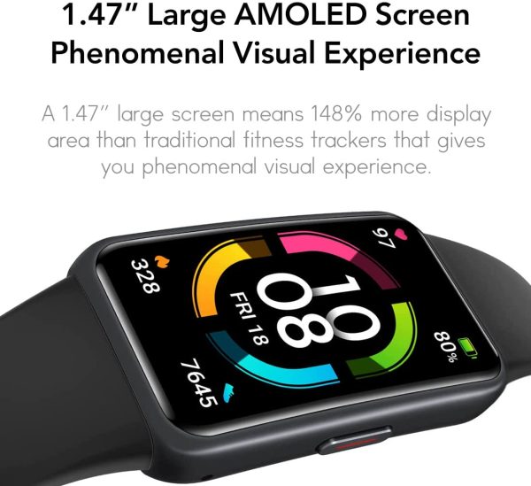 HONOR Band 6 ??Bracelet connecté ??Ecran AMOLED 1.47" ??Suivi SPO2 - Moniteur de fréquence Cardiaque et de Stress ??Suivi du Sommeil ??Noir – Image 7