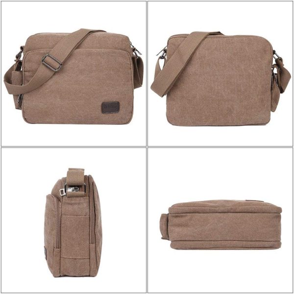 EGOGO Messenger Bag, Hommes Sac d'épaule Sac de toile Sac Bandoulière Sac de messager pour le Travail, Ecole, Usage Quotidien E527-1 (Brun) – Image 7