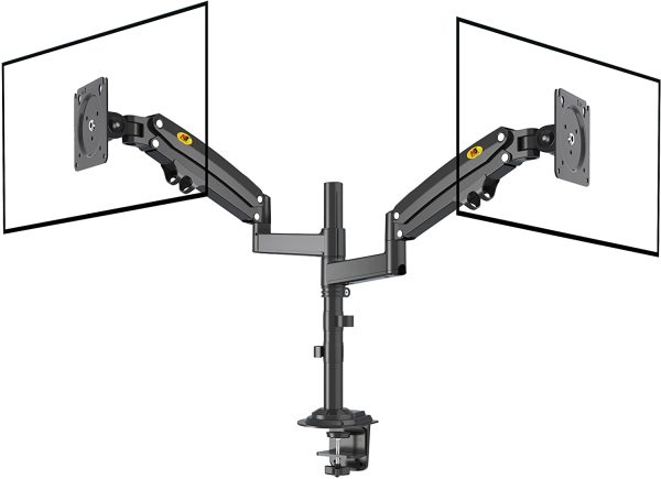 Support de Bureau pivotant Robuste avec Ressort à gaz pour Deux moniteurs LCD LED 22-32 Pouces, VESA 75mm et 100mm jusqu'à 2x12 kg – Image 2