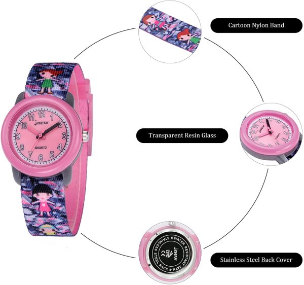 HMJIA Montre Enfant Garcon, Montre Enfant Fille pour 3-12 Ans, Montre Enfant en Silicone/Nylon de Dessin animé, 3ATM, Mouvement à Quartz Japonais