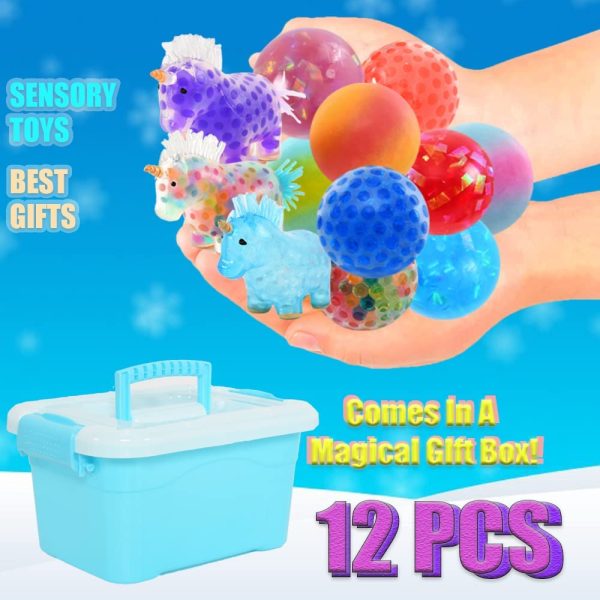 ETASOP Lot de 12 balles Anti-Stress, Squishy Squishy Squeeze Balls, Perles d'eau Fidget Toys pour Enfants et Adultes, Outil calmant pour Le soulagement de l'anxiété, Squeeze Toys pour l'Autisme