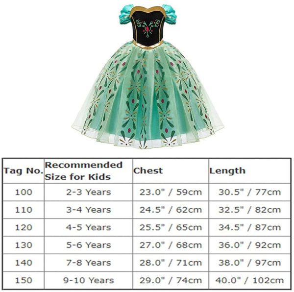 FYMNSI Fille Princesse Anna Robe Reine des Neiges Costume Déguisement Enfant Soirée Cérémonie Anniversaire Noël Halloween Partie Carnaval Cosplay Habillée pour 2-10 Ans – Image 3