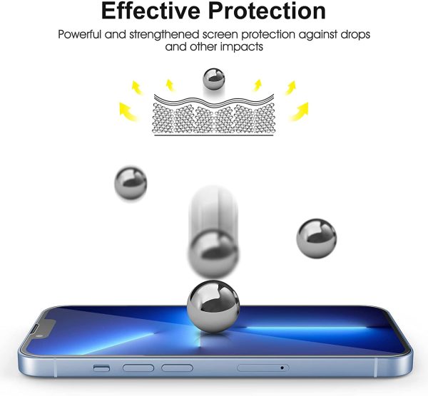 SPARIN 3+2 Pièces Verre Trempé Compatible avec iPhone 13 Pro, 3 Protecteurs d'écran et 2 Pièces Caméra Protection écran, Vitre Protecteur avec Outil D'alignement Facile, 9H dureté, sans Bulles – Image 3