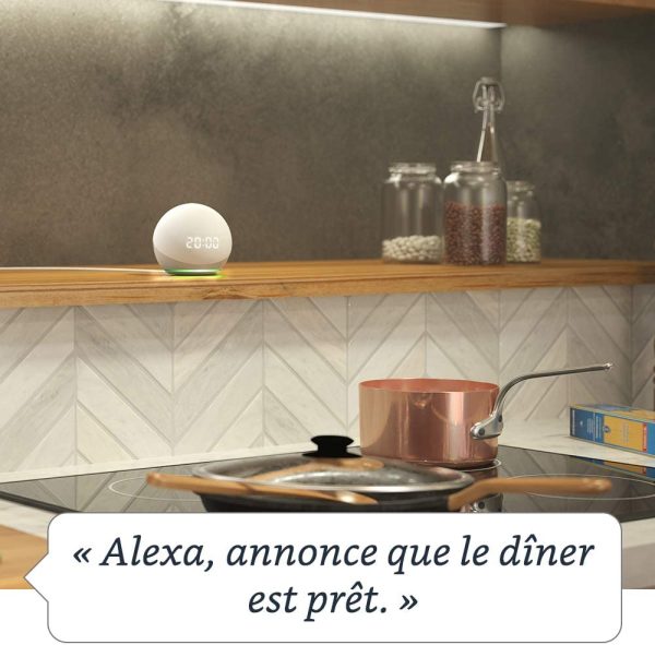 Echo Dot (4e génération), Enceinte connectée avec horloge et Alexa, Bleu-gris