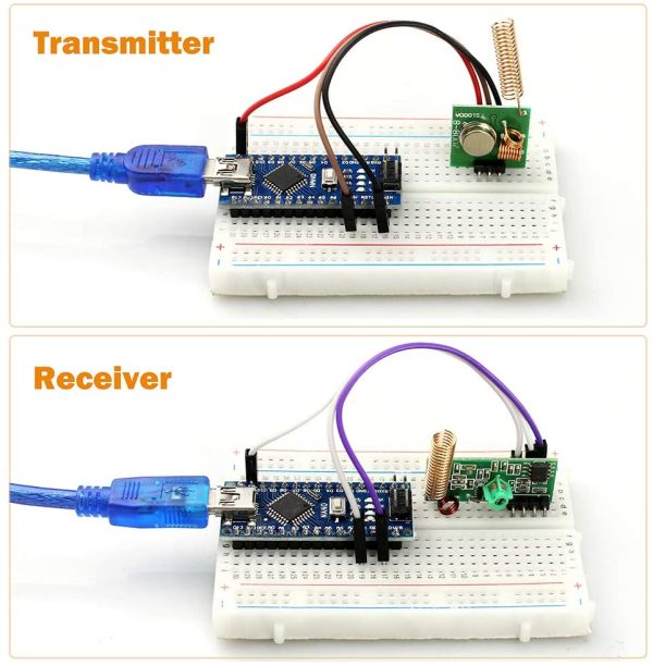 3 Set 433Mhz RF Télécommande Kit Émetteur et Récepteur + 433 MHz Antenne Spirale, RF Wireless Transmitter and Receiver Module Kits Alarme Antivol – Image 4