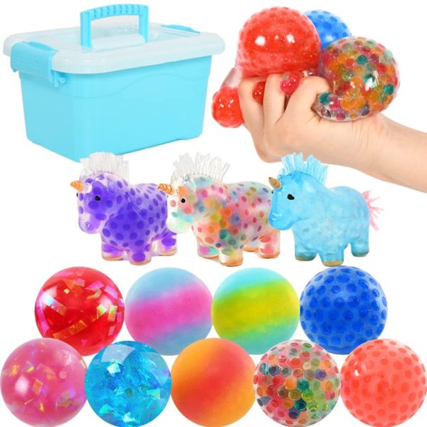 ETASOP Lot de 12 balles Anti-Stress, Squishy Squishy Squeeze Balls, Perles d'eau Fidget Toys pour Enfants et Adultes, Outil calmant pour Le soulagement de l'anxiété, Squeeze Toys pour l'Autisme – Image 2