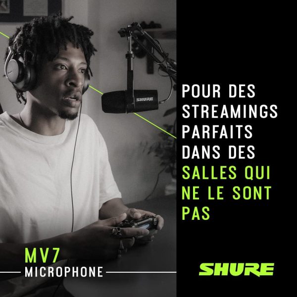 Shure Mv7 Microphone Dynamique Usb/Xlr pour Podcast, Enregistrement, Streaming et Gaming Live, Sortie Casque Intégrée, Entièrement En Métal, Technologie Voice Isolation, Certifié Teamspeak - Argenté – Image 3