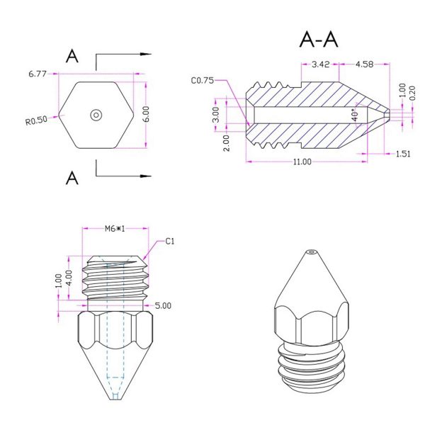 MK8 Extrudeuse Buses d'imprimante 3D Tete Impression Avec Boîte de Rangement en Métal Gratuite pour Makerbot Creality CR-10 Ender 3 and Ender 5 (0.2mm) – Image 4