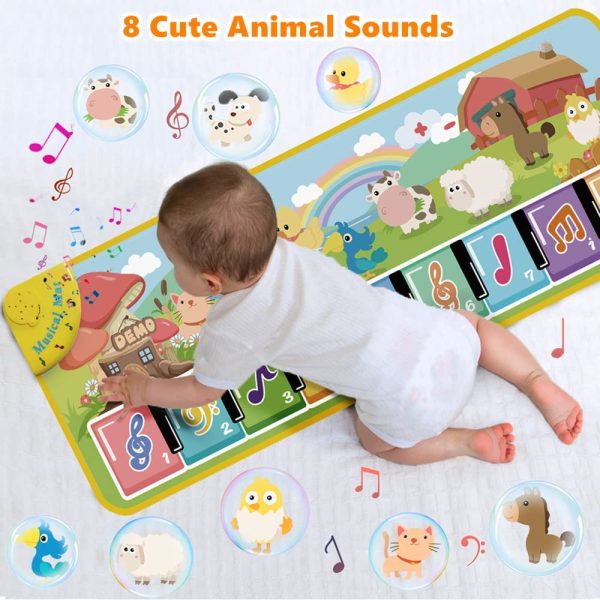 Lobyoh Tapis Musical Tapis Piano Enfant avec 8 Animaux, Tapis de Danse, Tapis de Jeu Musique, Cadeaux d'anniversaire, de Noël, Jouets Musicaux pour Bébés Garçons Filles 1 2 3 4 Ans – Image 3