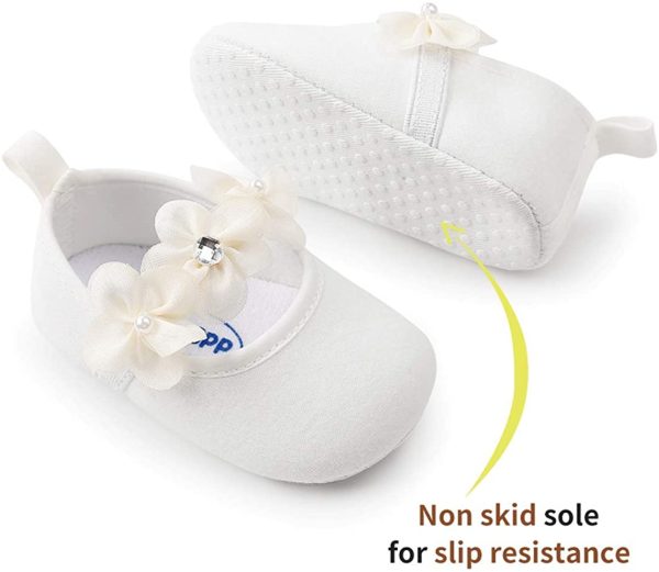 EDOTON Bébé Fille Chaussures avec Bandeau Cadeau Ensemble Bambin Fille Belle Printemps Fleur Semelle Souple Anti-dérapant Baskets Princesse Chaussures