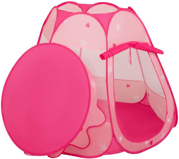 Selonis Tente 105X90cm/100 Balles Château avec Les Balles Plastiques Piscine À Balles pour Enfants, Rose: Rose Poudré-Perle-Transparent – Image 2