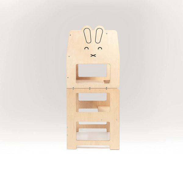 Craffox Tour d'observation pour tout-petit/LAPIN naturel/tour de cuisine/tabouret d’apprentissage Montessori/table pour enfant – Image 2