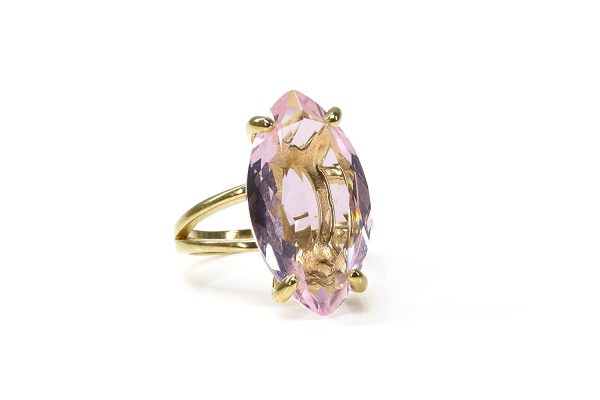 Élégant Bague En Quartz Rose En Or Rose 14k - Bijoux Faits Main Pour Les Anniversaires, Les Fêtes - Bagues Mode Pour Femmes - Boîte Cadeau Gratuite