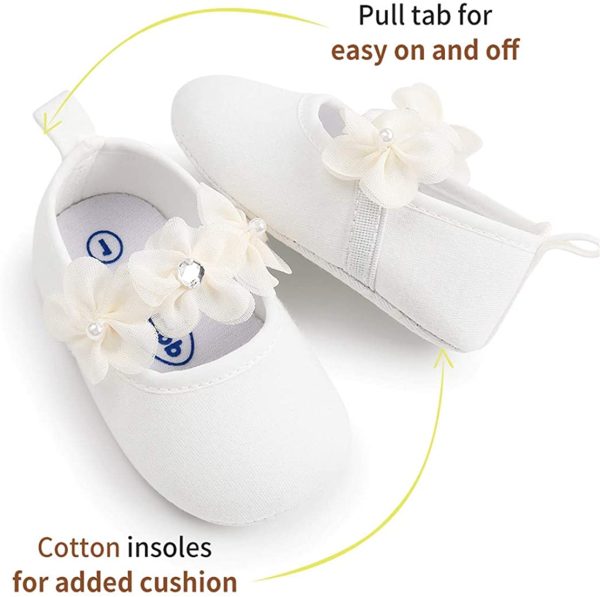 EDOTON Bébé Fille Chaussures avec Bandeau Cadeau Ensemble Bambin Fille Belle Printemps Fleur Semelle Souple Anti-dérapant Baskets Princesse Chaussures – Image 4