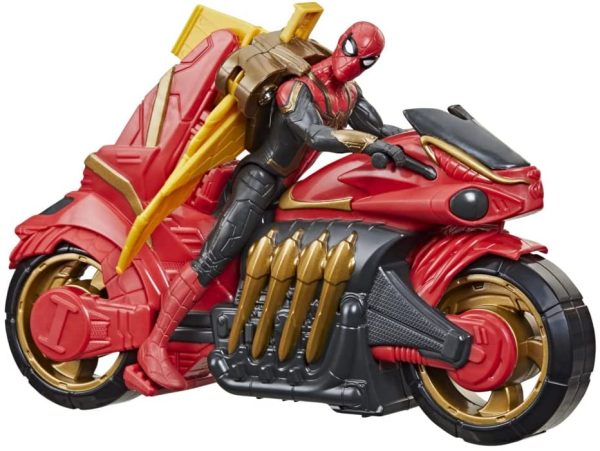 Marvel Spider-Man, Super arachno-Moto avec Figurine Spider-Man ailée Amovible, dès 4 Ans