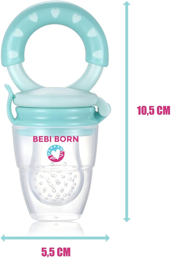 BEBI BORN Tetine Grignoteuse Bebe, Grignoteuse Bébé + 3 Tailles de Tétines silicone sans BPA pour enfants de 3 à 24 mois, Diversification Alimentaire Bébé, Anneau de Dentition (Boite Rangement inclus) – Image 6