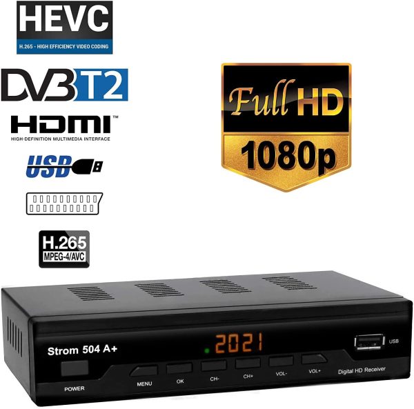 Strom 504 A+ Décodeur TNT Full HD -DVB-T2 - Compatible HEVC264 - (HDMI,Péritel, USB, Digital Plus) Noir – Image 6