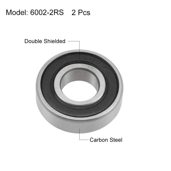 sourcing map 6001-2RS Roulements à Billes à Gorge Profonde Z2 12mm x 28mm x 8mm Double Blindé Acier Carbone 2Pcs – Image 4