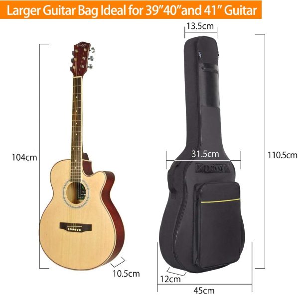 CAHAYA Housse de Guitare en Nylon Oxford Etui pour Guitare Etanche avec Poches Externes Housse pour Guitaire Classique et Guitare Acoustique Folk 39’??0’??1’?? Noir – Image 2