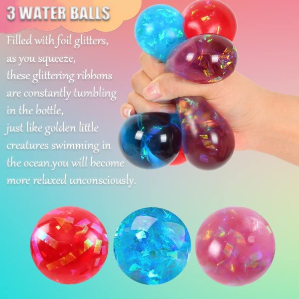 ETASOP Lot de 12 balles Anti-Stress, Squishy Squishy Squeeze Balls, Perles d'eau Fidget Toys pour Enfants et Adultes, Outil calmant pour Le soulagement de l'anxiété, Squeeze Toys pour l'Autisme – Image 5