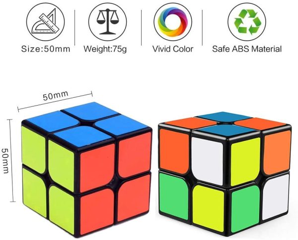 ROXENDA Speed Cube, 2x2x2 Vitesse Cube de Magique; Autocollant Spin Lisse Super Durable avec des Couleurs Vives pour; Facile à Tourner et à Lisser – Image 2