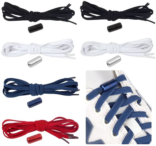 Feibmir 6 Paires de Lacets Élastiques Universels pour Enfants et Adultes,Avec Système de Fermeture à Bouton en Métal, Adaptés aux Chaussures de Sport,Course, Chaussures Tout-aller,Sans Laçage Lacets – Image 2