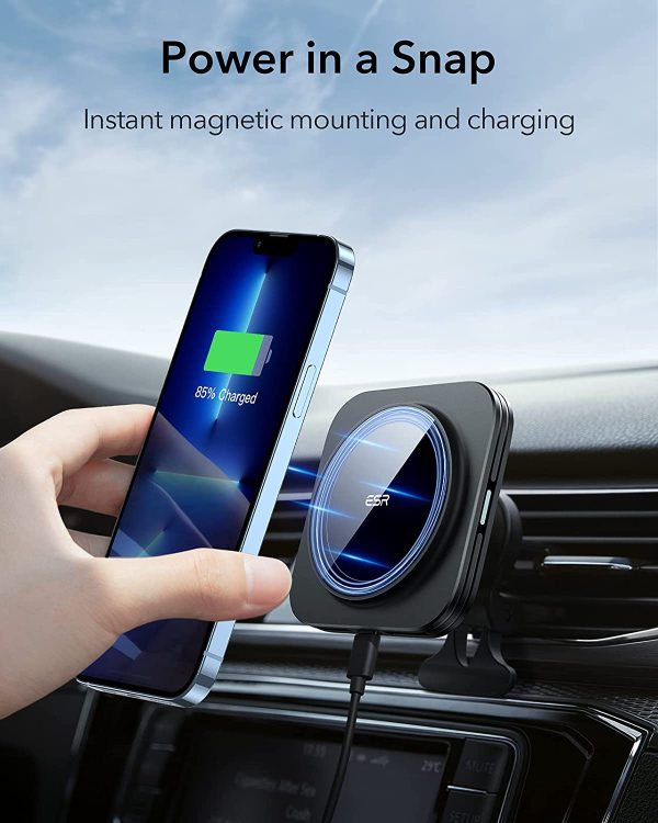 Chargeur Induction Voiture Magsafe HaloLock, Compatible avec iPhone 13/13 Pro/13 mini/13 Pro Max/12/12 Pro/12 Mini/Pro Max, Chargeur sans Fil Voiture Magnétique Rapide, Support Voiture Magnétique – Image 5