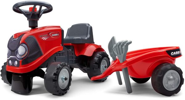 FALK - Porteur tracteur Case IH avec remorque - Dès 12 mois - Fabriqué en France - pelle et râteau inclus - 2 styles de personnalisation - Plaque d'immatriculation personnalisable - 238C – Image 4