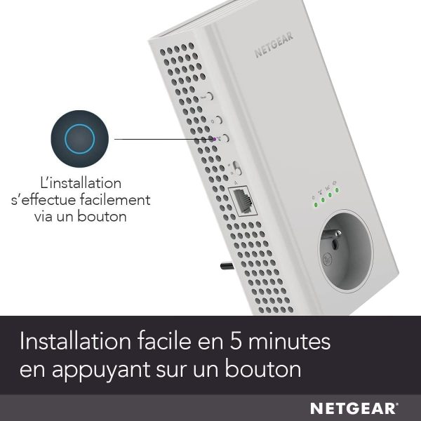 NETGEAR Répéteur WiFi Mesh (EX6470), Repeteur WiFi Puissant AC1900 couvre jusqu’??150m², Amplificateur WiFi avec prise intégrée, WiFi Extender 1Port Ethernet, Wifi Booster compatible toutes Box – Image 6