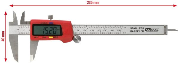 KS TOOLS 300.0532 Calibre à coulisse digital, 0-150 mm & 300.0600 Jauge d épaisseur en acier trempé Longueur 90 mm Lame ronde Epaisseur 1/100 – Image 7