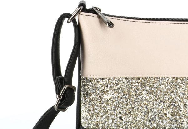 Gallantry - Sac Bandoulière Femme Paillettes Elégant - Sacoche Messenger Porté Epaule Tendance Multicolore Souple - Besace Sac Soirée Mariage Strass Brillant Léger - Chic Mode - Beige Noir – Image 7