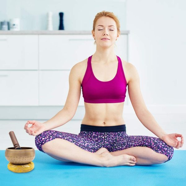 Koogel Bol chantant tibétain, 8,5 cm, avec maillet et coussin, pour la méditation, le yoga et la réduction de l'anxiété – Image 3