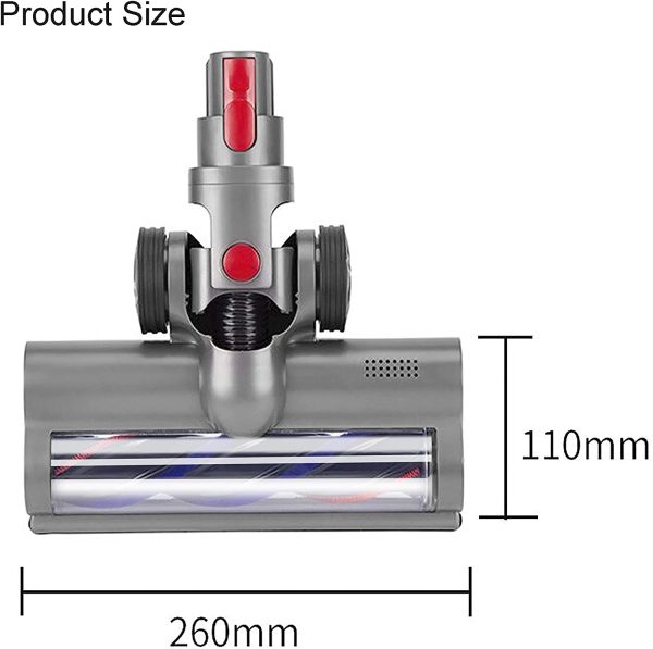 Brosse Rotative Motorisée Électrique Turbo compatible pour Dyson V7 V8 V10 Dégagement Rapide avec Rouleau Poils Durs pour Parquet avec Lumière LED Automatique (N'EST PAS COMPATIBLE POUR V11) – Image 6