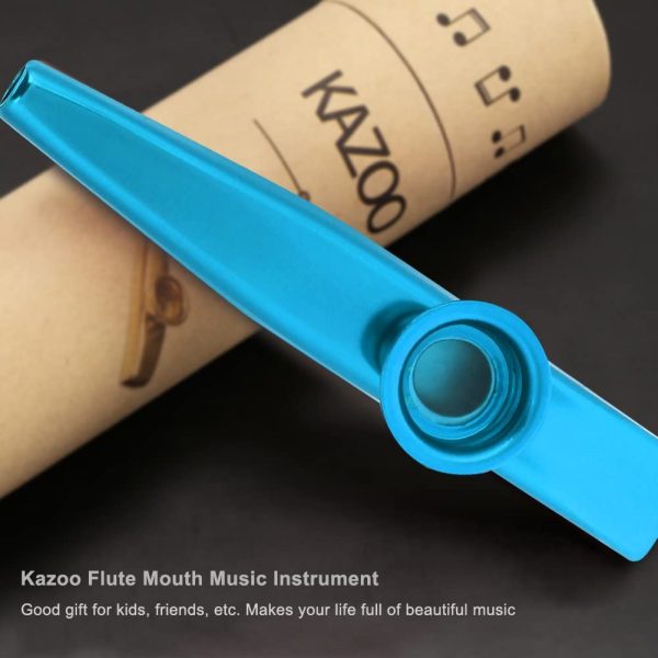 Kazoo Alliage de Métal Kazoo Harmonica Flûte à Bec Cadeau de Fête pour Enfants Instrument de Musique pour Enfants Ukulele Guitar Partner Kazoo(Bleu) – Image 6