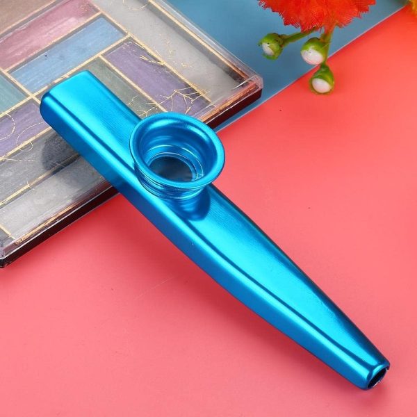 Kazoo Alliage de Métal Kazoo Harmonica Flûte à Bec Cadeau de Fête pour Enfants Instrument de Musique pour Enfants Ukulele Guitar Partner Kazoo(Bleu) – Image 2