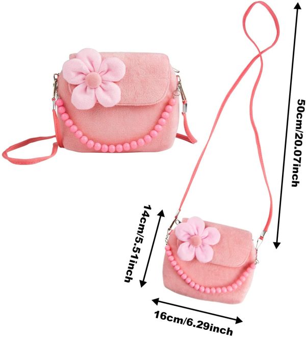 Filles Princesse Sacs à Main,Comius Sharp Enfants Floral Sac à Main,Belle à la Mode Amusant,en Parure de Bijoux Set, de Fantaisie Cadeaux de fête pour Jeu d'habillage,pour Petite Fille Motif (Pink) – Image 3