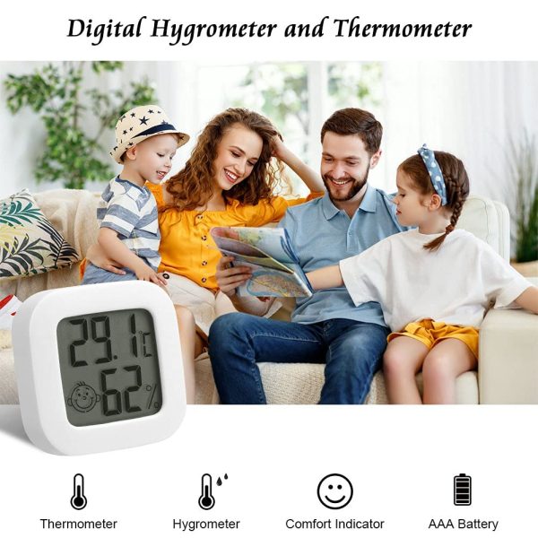 Flintronic Thermomètre Hygrometre Interieur, 2PCS Mini Thermomètre Hygromètre Intérieur Digital à Haute Précisio,Thermomètre Précis et Hygromètre pour La maison,Le bureau,Les Reptiles,La Pépinière – Image 4