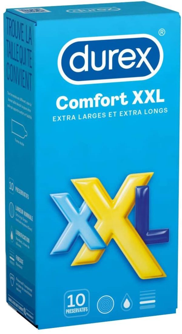 Durex - Préservatifs Comfort XXL - 10 Préservatifs Extra Larges