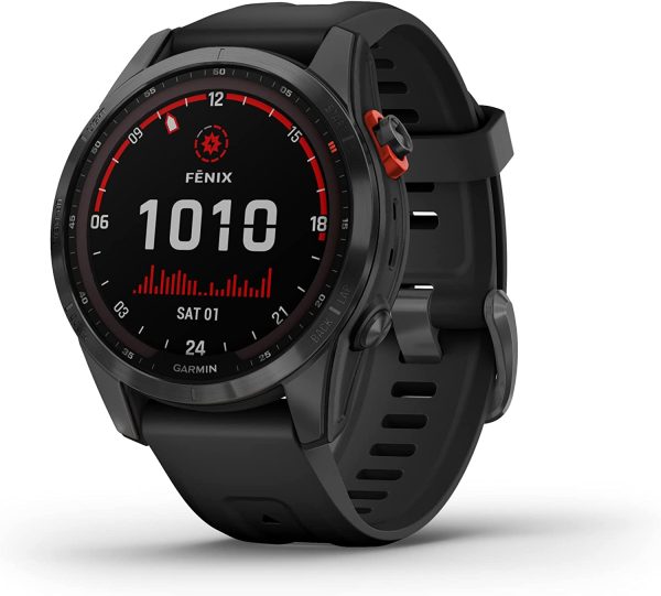 Garmin - fenix 7S Solar - Montres GPS multisports connectée haute performance - Gray avec bracelet noir - Boitier 42mm – Image 2