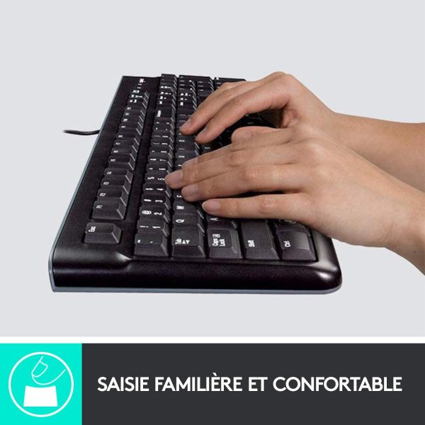 K120 Clavier filaire Business Windows, Plug-and-Play USB, Touches Silencieuses Ultra-Plates, Taille Standard, Etanche, Barre d’Espacement Incurvée, Clavier AZERTY Français - Noir – Image 7