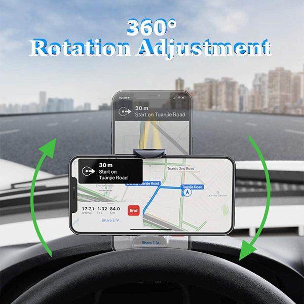 Support de téléphone de Voiture , rétroviseur Multifonction pour Tableau de Bord de Voiture avec Pince à Ressort réglable à 360 °, adapté aux Smartphones de 4 à 7 Pouces – Image 3